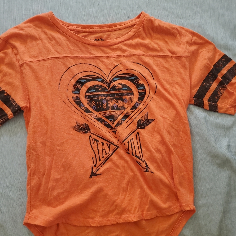 Girl's orange printed t-shirt